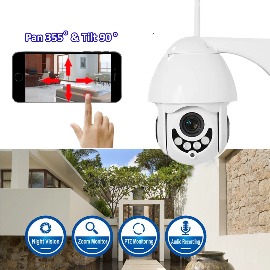 1080P WiFi CCTV камера наружная Pan Tilt беспроводная ip-камера наблюдения s P2P с ночным видением IP66 Всепогодная камера безопасности