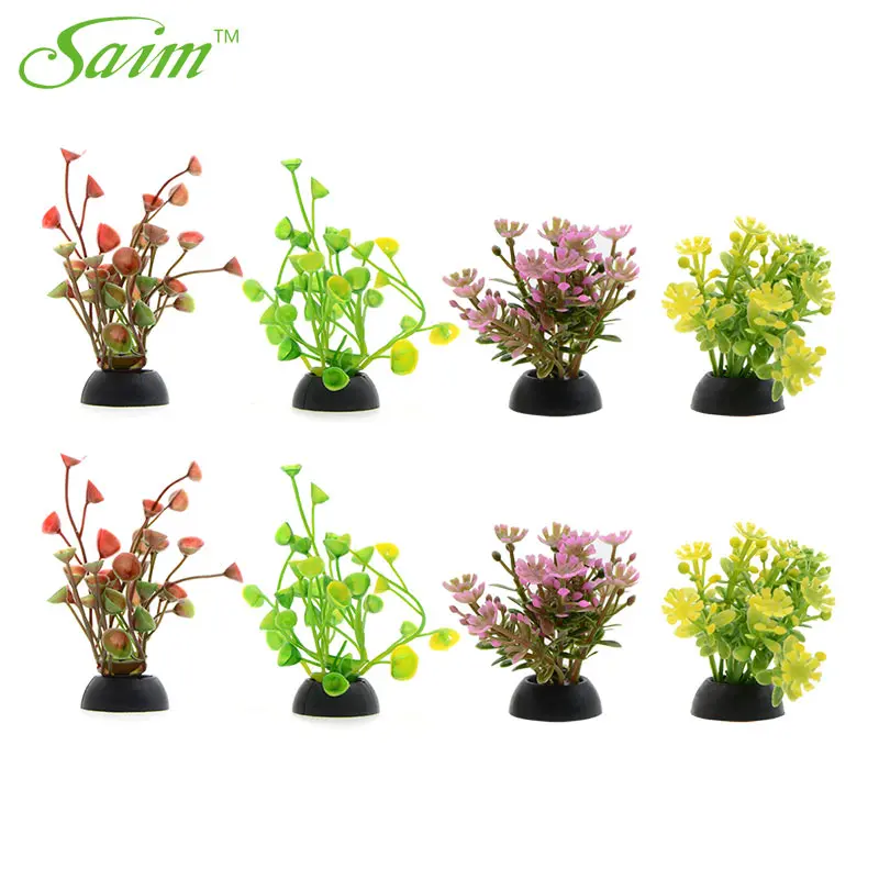 Saim Mini Aquarium Plants 6pcs Plastic Plants Fish Tank Decoration