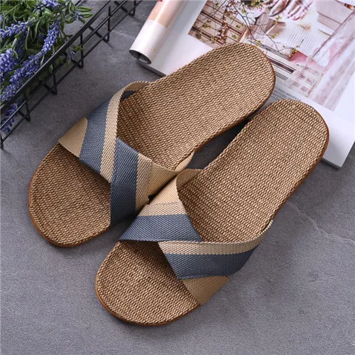 Suihyung Summer Flax Slippers Women Men Casual Linen Slides Multi-Style Non-Slip EVA Home Flip Flops Indoor Shoes Female Sandals 