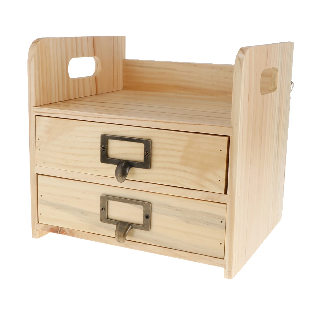 Vintage Wooden Drawer Organizer Retro Wood Cosmetic Jewelry Storage Box Office Desk Organizer Tools