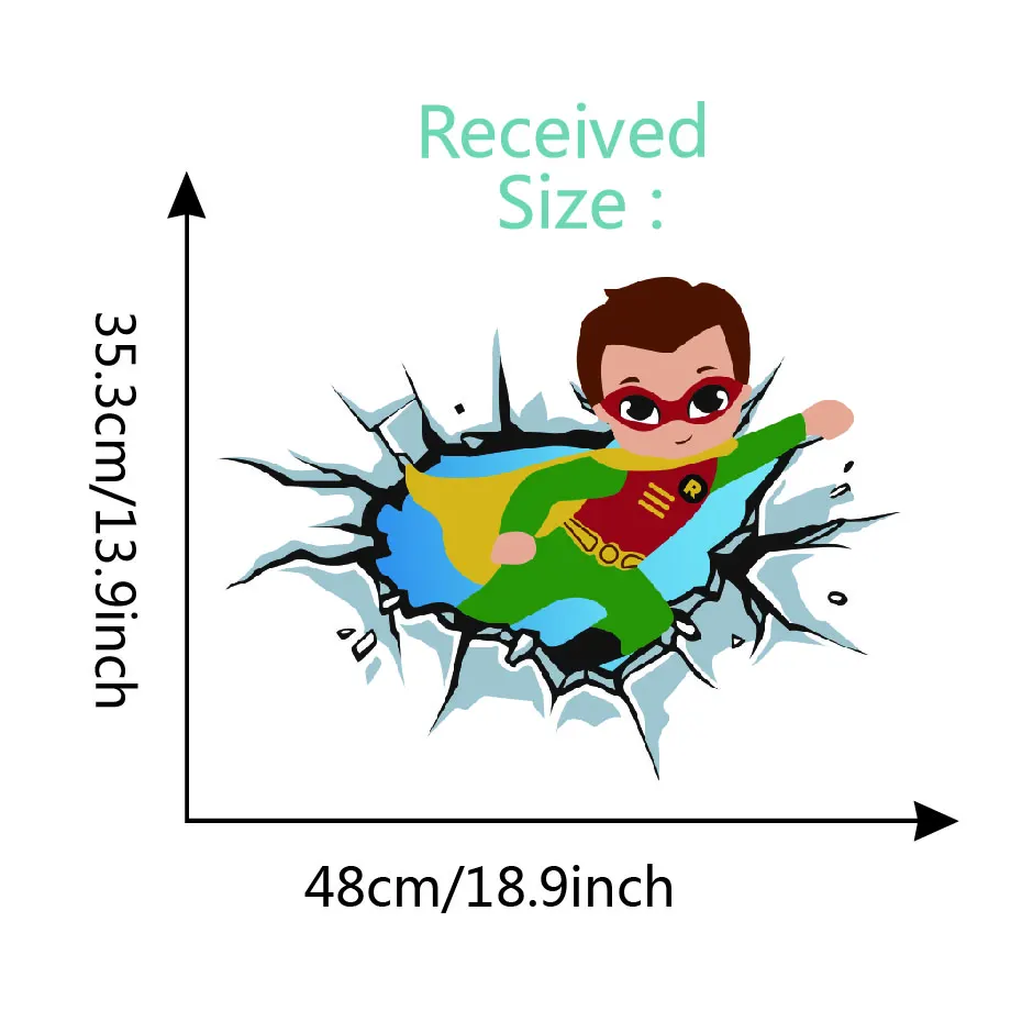 3D Детские мультипликационные наклейки на стену с супергероями, художественные виниловые наклейки для украшения дома, детской комнаты, спальни - Цвет: JCN90011