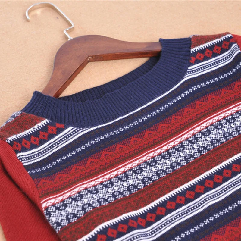 JVEII Women's Vintage Long Contrast Knit Cashmere Sweater & Pullover Women Winter Autumn Slim Warm Color enamel Pullover Sweaters