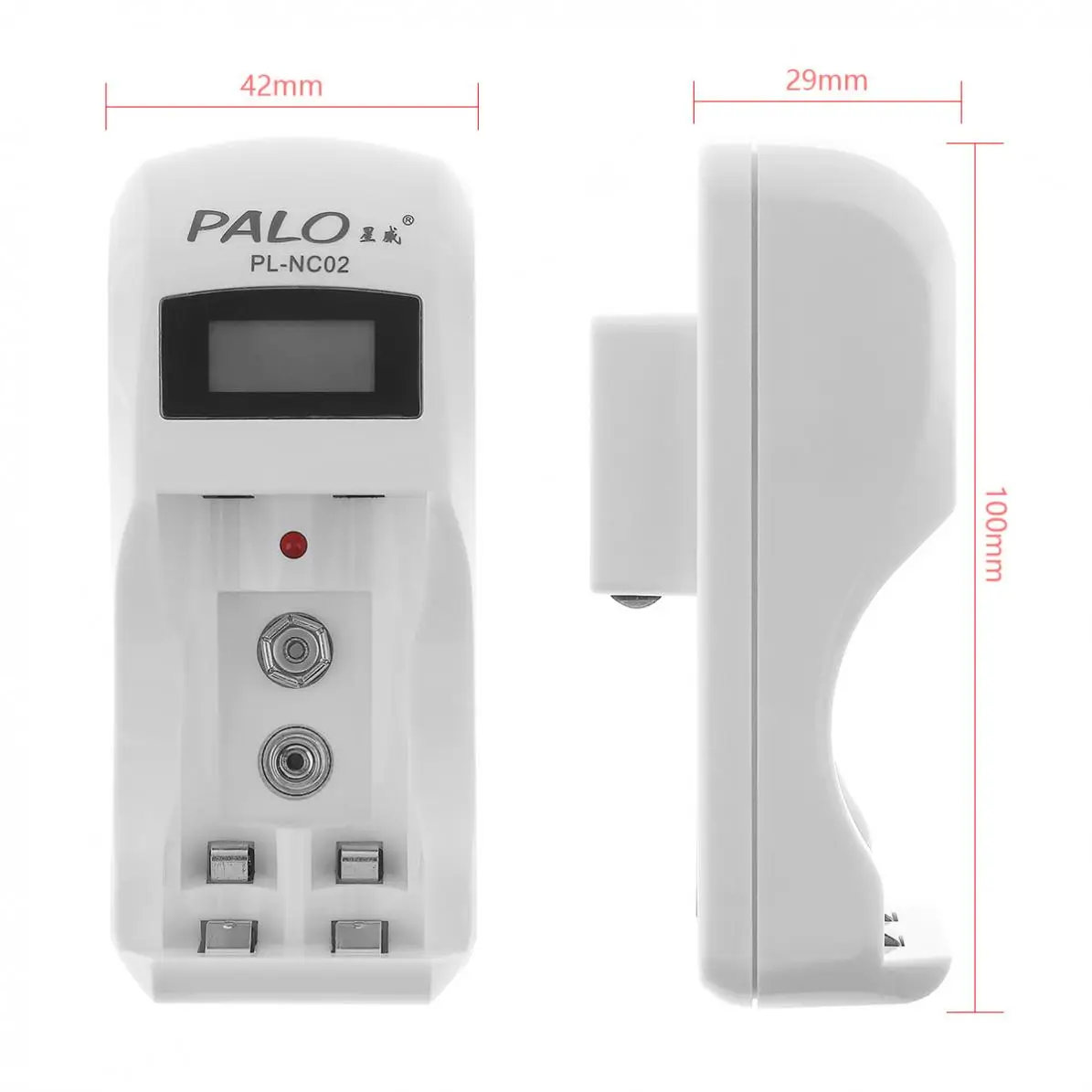 Новое PALO 2 отдельных слота смарт-зарядное устройство с ЖК-дисплеем для 9 в li-ion/Ni-MH/AA/AAA аккумуляторные батареи