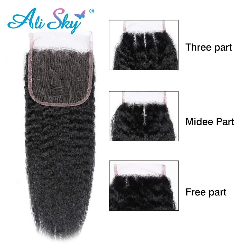 1/3/5PCS Peruvian Kinky Straight Closure Transparent Lace Closure 4x4 hd Lace Frontal Closure Brazilian Hair Human Hair Closure