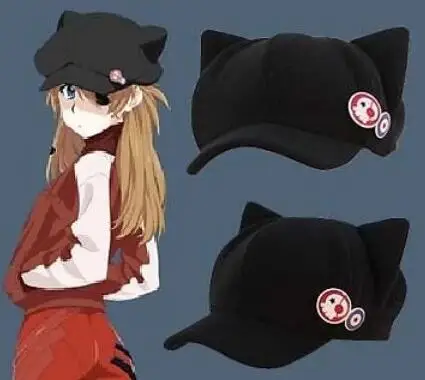 Prix pour Anime Evangelion EVA Asuka oreilles de chat en peluche chapeau chapeau visière Casquette de Baseball Casquette avec Badge Prix pour Anime Evangelion EVA Asuka oreilles de chat en peluche chapeau chapeau visière Casquette de Baseball Casquette avec Badge