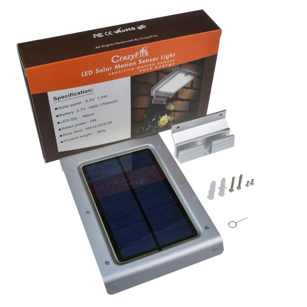 Emissor de Luz Solar com Sensor de Movimento de Segurança Lumens da Lâmpada Fino para Jardim ao ar Iluminação do Trajeto Ip65 à Prova Diodo Água Ultra Livre 46 d' 1200 14 46 led solar light