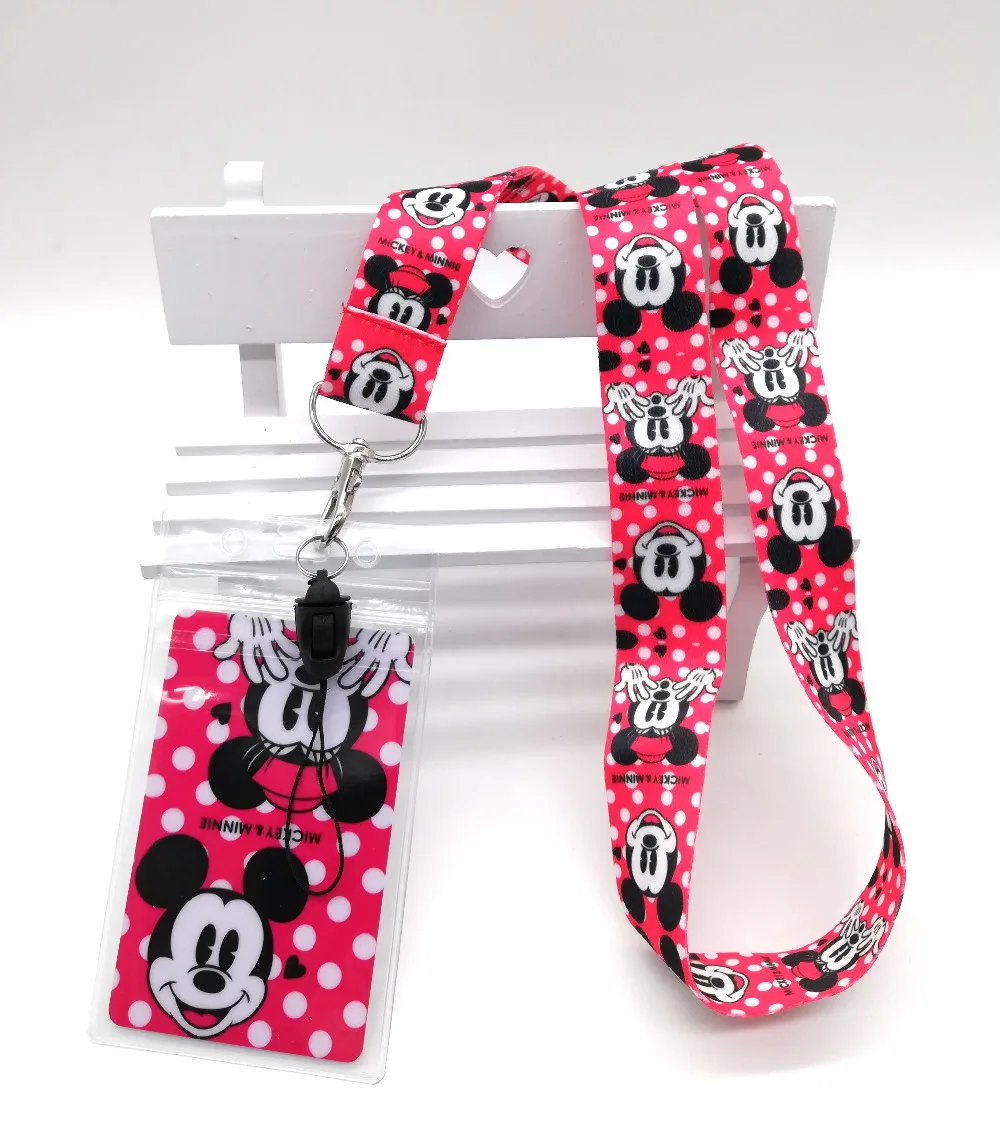 

1 pcs mickey minnie head Neck Strap Lanyards Card Holders Bank Neck Strap Card Bus ID Holders Rope Key Chain Gift K72