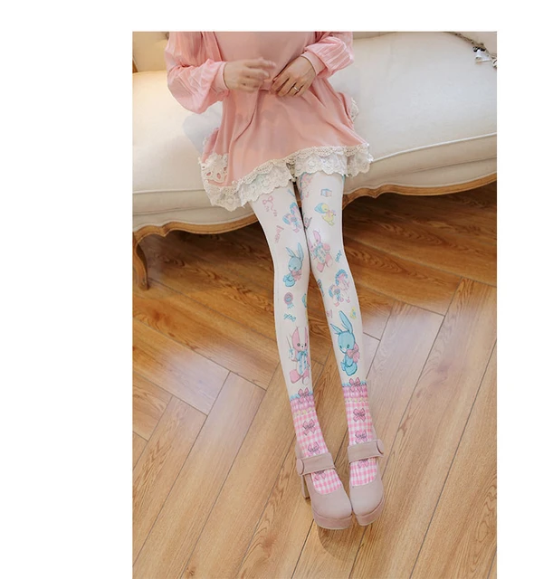 Women Tights with Cute Cat Print Harajuku Lolita Smooth and Heat Tech Super  Stretch Pantyhose Leggings for Girls Love - AliExpress