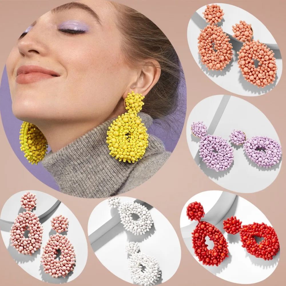 

Dvacaman Bohemain ZA Designs Beads Water Drop Earrings For Women Fashion Resin Statement Wedding Party Gifts Accessory Jewelry