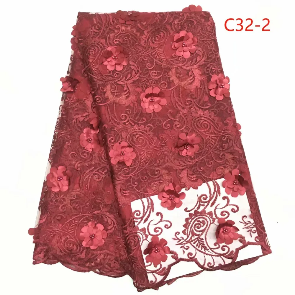 

3D Flowers French Lace Fabric 2018 High Quality Lace African Lace Fabric With Beads Lace Fabrics For Wedding