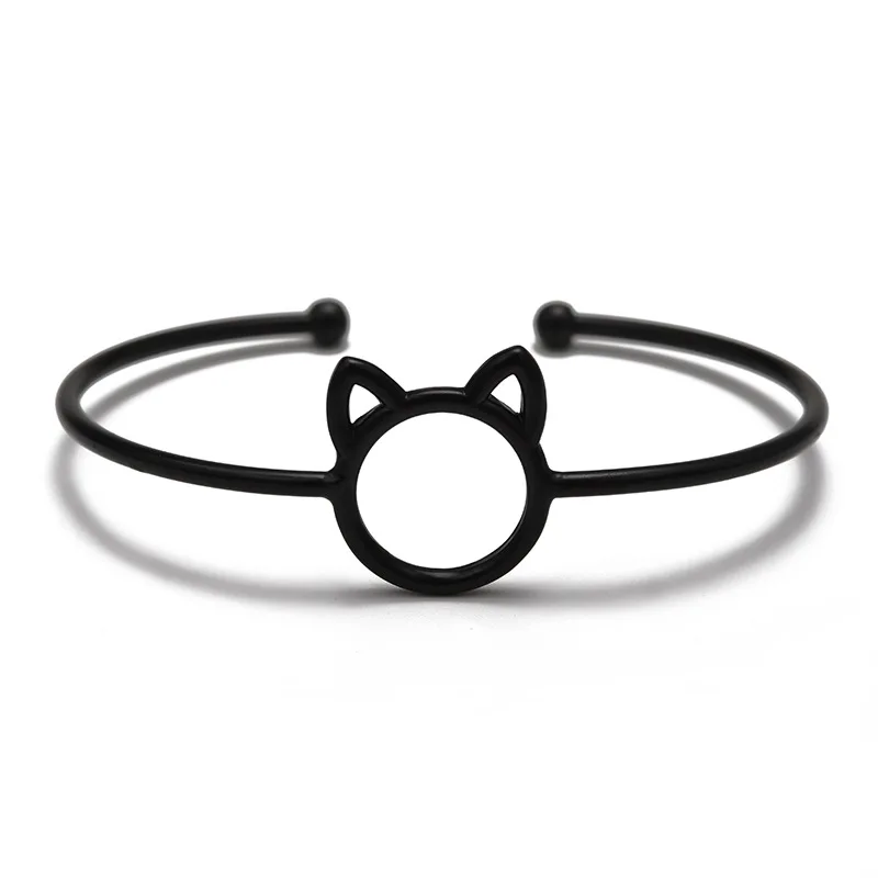 

Fashion simple trendy alloy gold silver black Cartoon cat ears adjustable open Bracelets for women jewelry bangle accessories