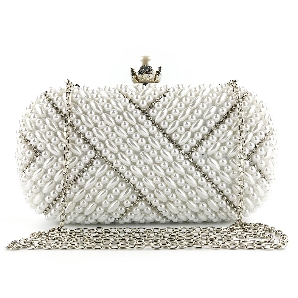 

New Fashion Handmade Beaded Evening Bag Trendy Lady Holding Pearl Bag Party Dinner Shoulder Crossbody Bag