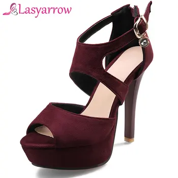 

Lasyarrow Women's Shoes High Stilettos Heels Peep Toe Platform Shoes Woman Zipper Gladiator Rome Shoes Sandalias Mujer Summer