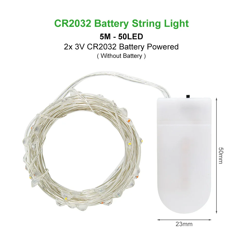 5M CR2032 Battery ANBLUB, 3 м, 5 м, 10 м, светодиодный светильник, AA, на батарейках, для улицы, в помещении, Рождественское украшение, гирлянда, сказочный светильник, s CR2032 батарея - Испускаемый цвет: 5M CR2032 Battery