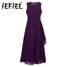 Iefiel для детей Дети Платье для девочек с цветочным узором торжественная элегантная шифоновая Свадебная вечеринка платье принцессы для дня рождения для подростков, платье подружки невесты