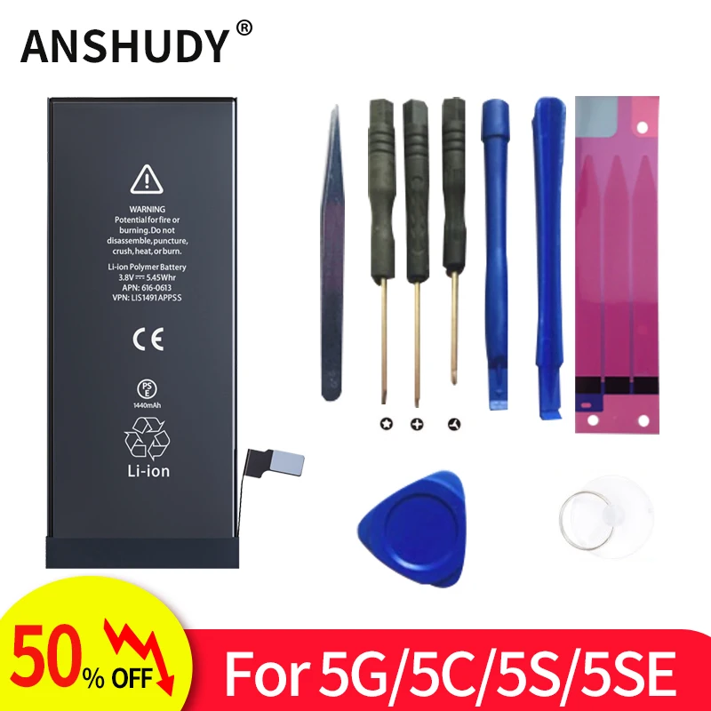 

Phone Lithium Battery For iPhone 5 5S 5C 5SE 1560mAh 1600mAh 1800mAh High Capacity Zero Cycle Replacement Battery + Free Tools