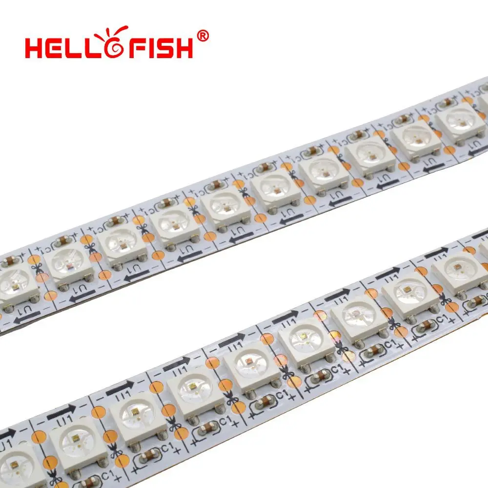 Hello Fish 1 м WS2812B полноцветная светодиодная лента 144 светодиодный/m Dream Running color СВЕТОДИОДНЫЙ лента белый/черный PCB