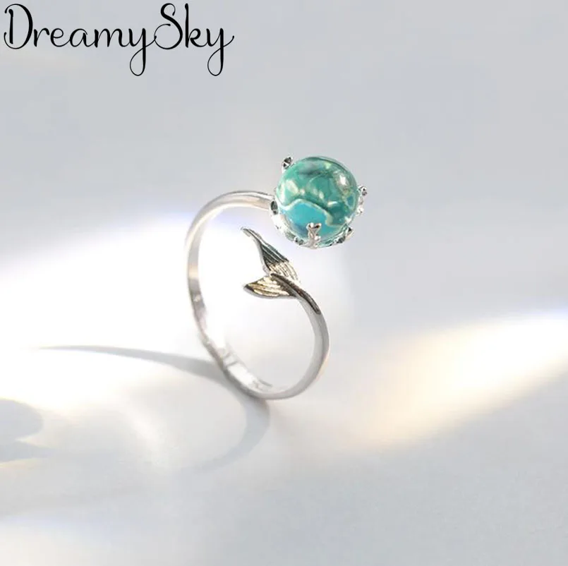 

Fashion 925 Sterling Silver Mermaid Fish Rings For Women Girls Bijoux Engagement Statement Ring anillos mujer joyas de plata 925