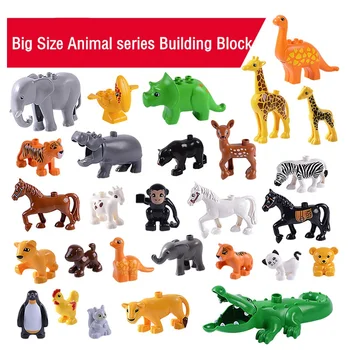 

Duploed Farm Animal Blocks Big Particles Bricks Compatible Duplo Animals Building Blocks Dinosaurs Crocodile Elephant Kids Toys