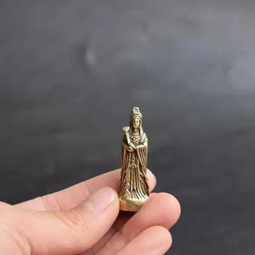 Chinese Pure brass Sea god Ma Zu Buddha small statue