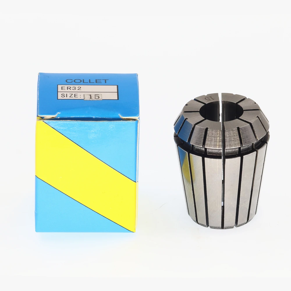 

ER32-15 . ER collet. Collet. Material: 65 Mn spring steel. Accuracy: 0.015mm. Clamping range: 14-15mm. Specifications: ER32-15