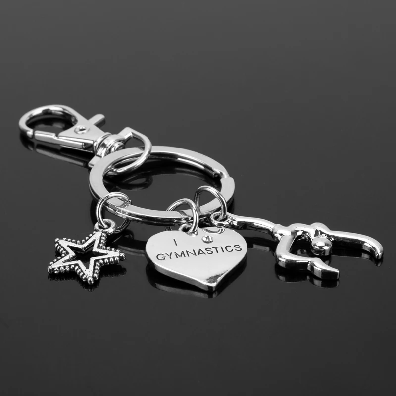 

Gymnast I Love Gymnastics Charm Keychain Star Gymnast Sporter Pendant Keychain Keyrings Car Accessories