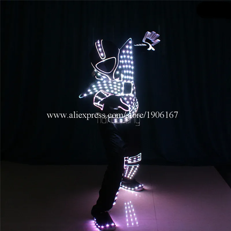 Programmable Men led robot costumes dance costumes robot suit full color led light dj clothes luminous stage wears disco0