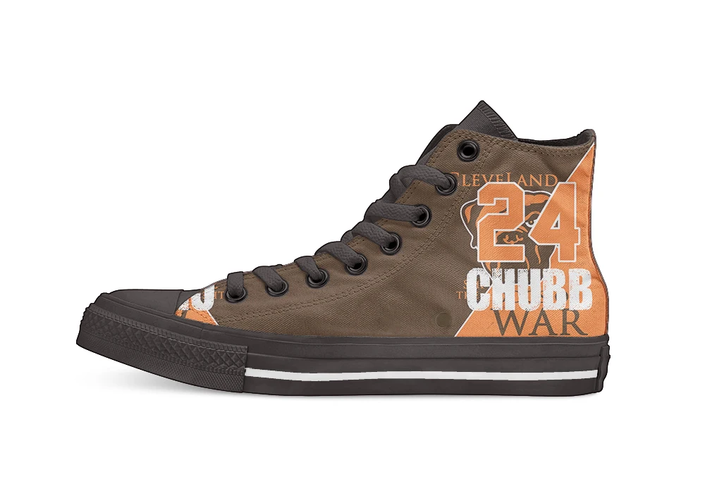 Clevelands футболист Chubb высокие парусиновые туфли на заказ прогулочная обувь - Цвет: Бежевый