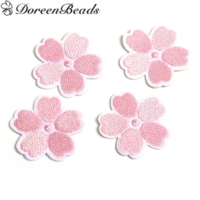 

Plum blossom Flowers Patches Appliques Iron On Embroidered Patch for Girls Women Sweater Dress garment accessories 4PCs/Pack