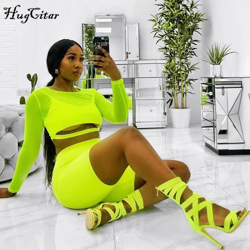 Hugcitar النيون الأخضر الصلبة كاميس السراويل 2 قطعتين مجموعة 2019 الصيف المرأة الجوف خارج الشارع الشهير المحاصيل قمم مجموعة Hugcitar النيون الأخضر الصلبة كاميس السراويل 2 قطعتين مجموعة 2019 الصيف المرأة الجوف خارج الشارع الشهير المحاصيل قمم مجموعة