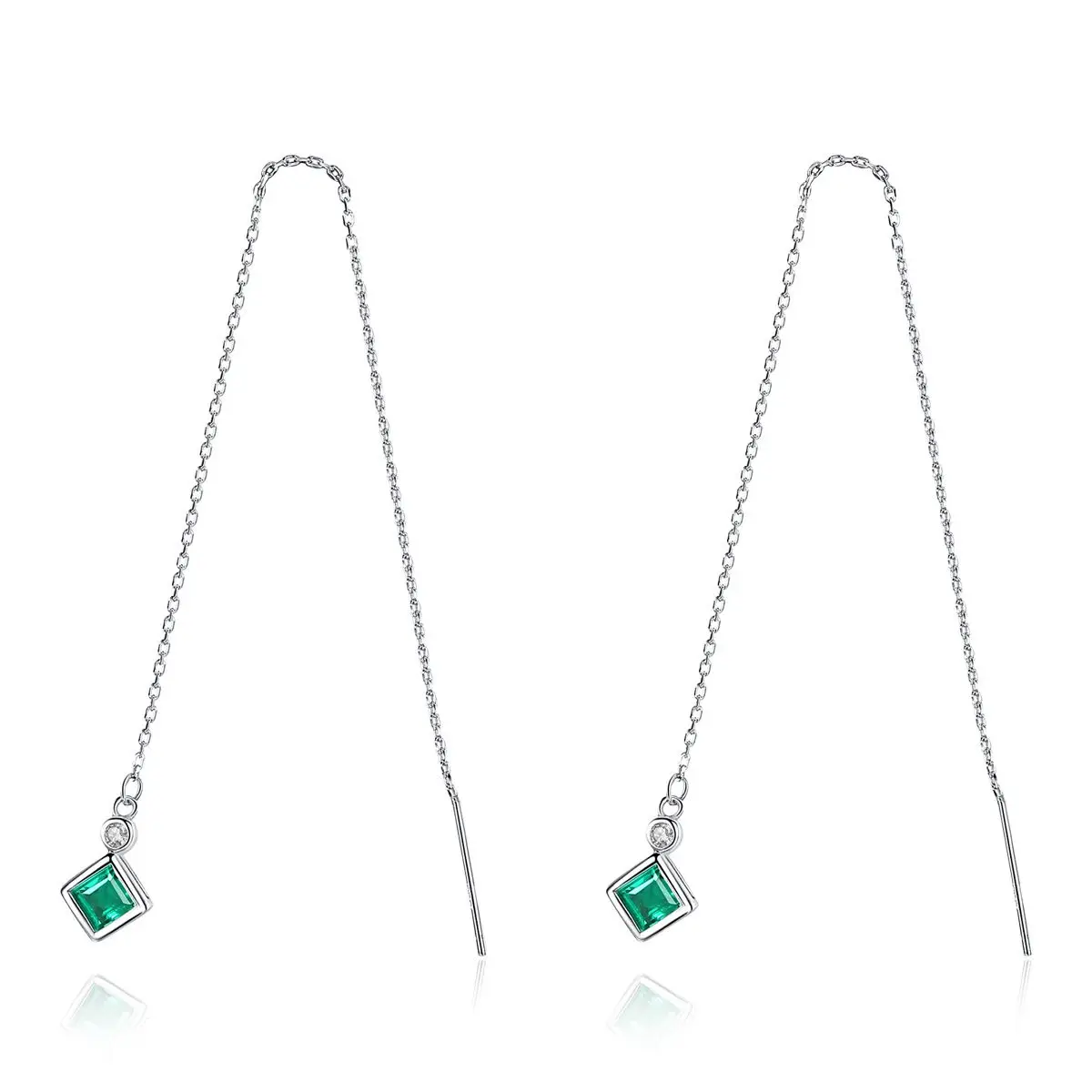 

925 Sterling Silver Emerald Drop Earrings Long Earrings Fine Jewelry For Women Simple Design Christmas Gifts Brincos wholesale