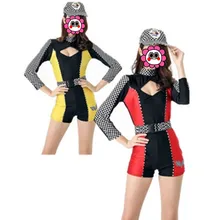Abbille 3 Pcs Sexy Car Racing Costume Women Long Sleeve Jumpsuit Super Car Girl Fancy Dress
