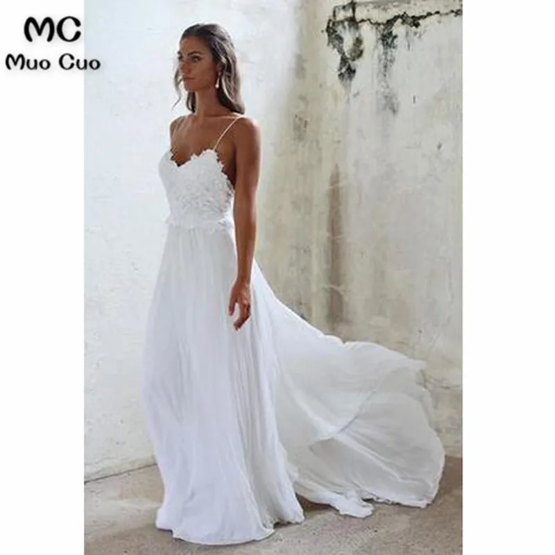 2018 пляжное свадебное платье с кружевным халатиком de mariage белое шифоновое на