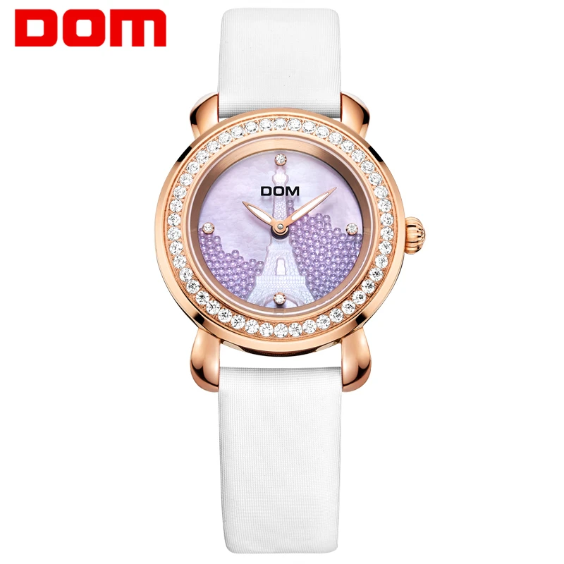DOM модные женские часы водостойкие кожаные кварцевые часы сапфировое стекло женские часы роскошные женские платья Reloj Hombre G-613