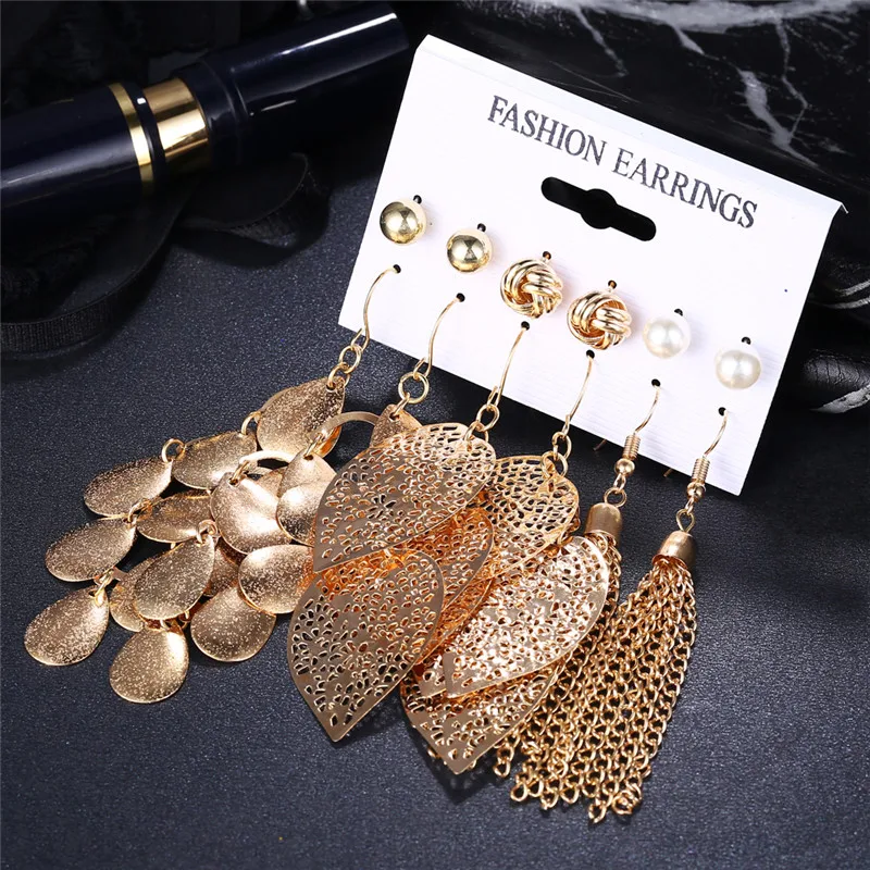 

Big Long Hyperpole Dangle Earrings For Women Trendy Gold Color Multilayer Tassel Earring Set Pendientes Jewelry Female Gifts
