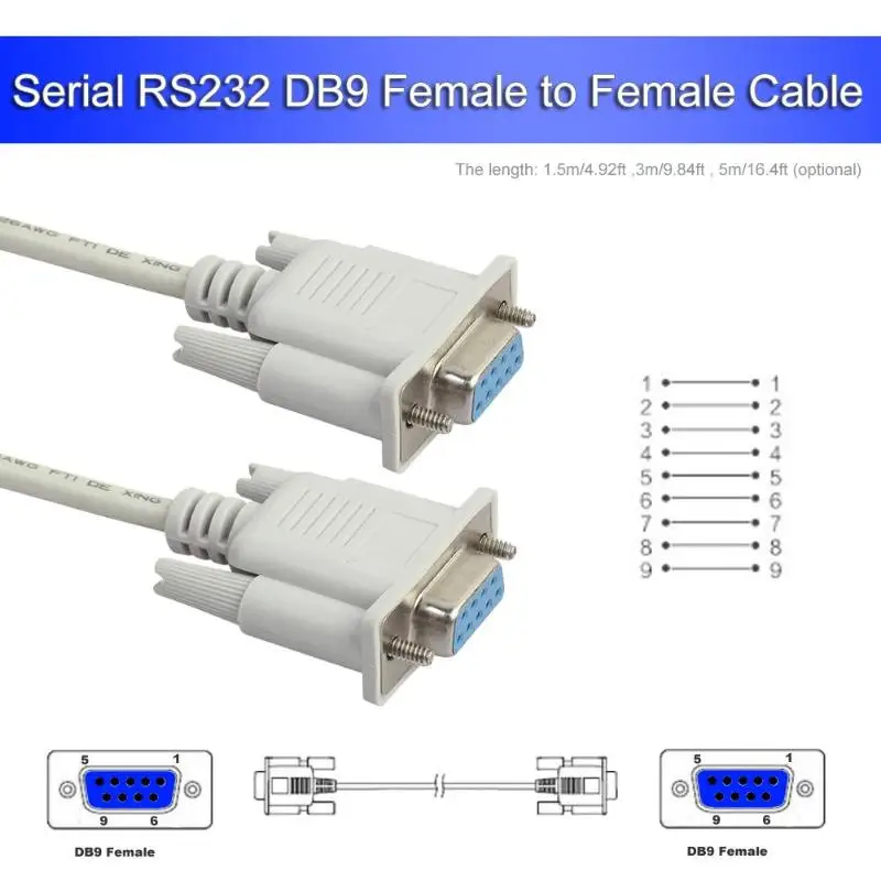 1 5/3/5 м F/F Серийный RS232 кабель DB9 9 контактный Женский ПК конвертер Удлинительный