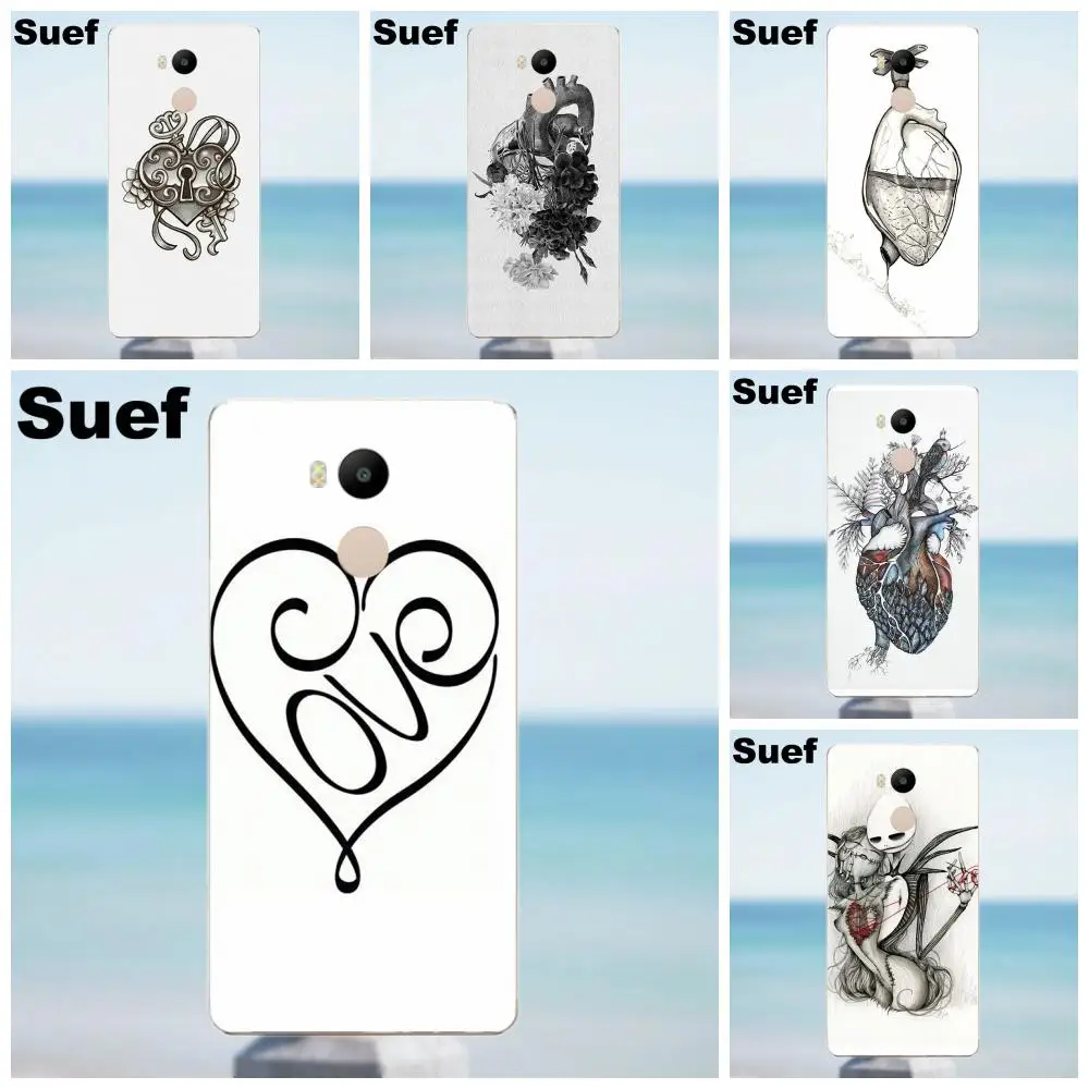 Suef TPU Модный Оригинальный для Xiaomi Redmi 4 3 3S Pro Mi3 Mi4 Mi4i Mi4C Mi5 Mi5S Mi Max Note 2 Love Heart Tattoo Art |