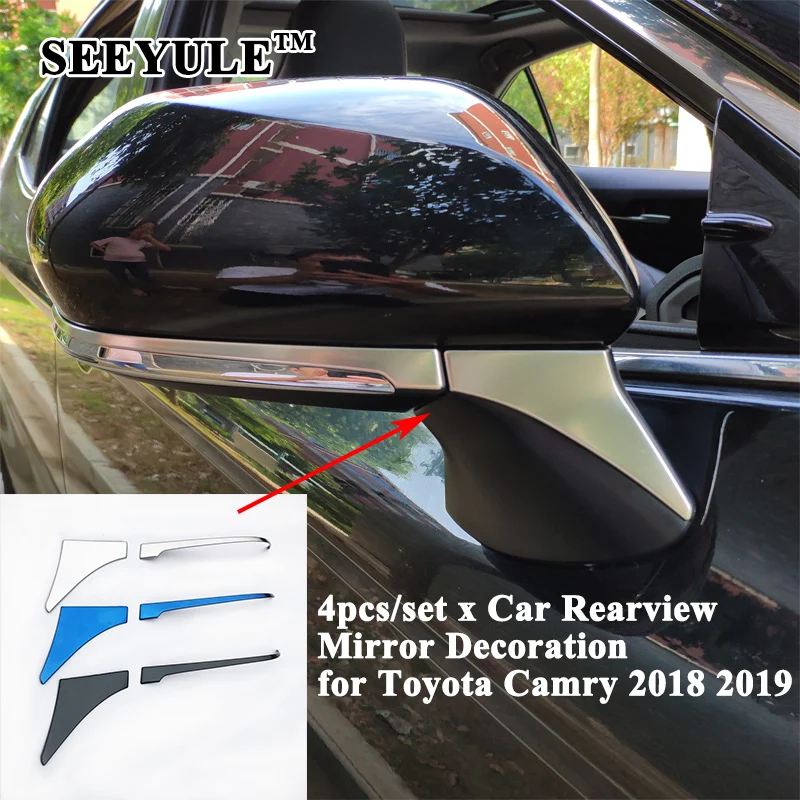 

1set SEEYULE Styling Car Outside Rear View Rearview Mirror Shell Decoration Cover Sticker Accessories for Toyota Camry 2018 2019