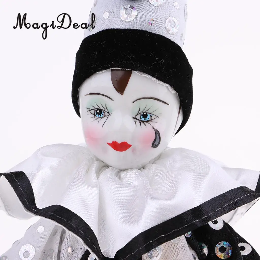 23cm Funny Clown Man Wearing High-grade Brocade Clothes Figure Doll Toy Xmas Party Decoration  Polka Dots