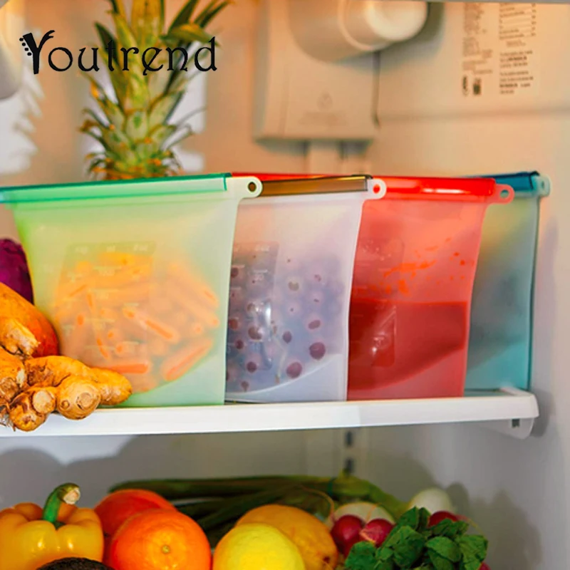 

Reusable Silicone Vacuum Seal Food Fresh Bag Fruit Meat Milk Storage Containers Refrigerator Bag Ziplock Kitchen Organizer