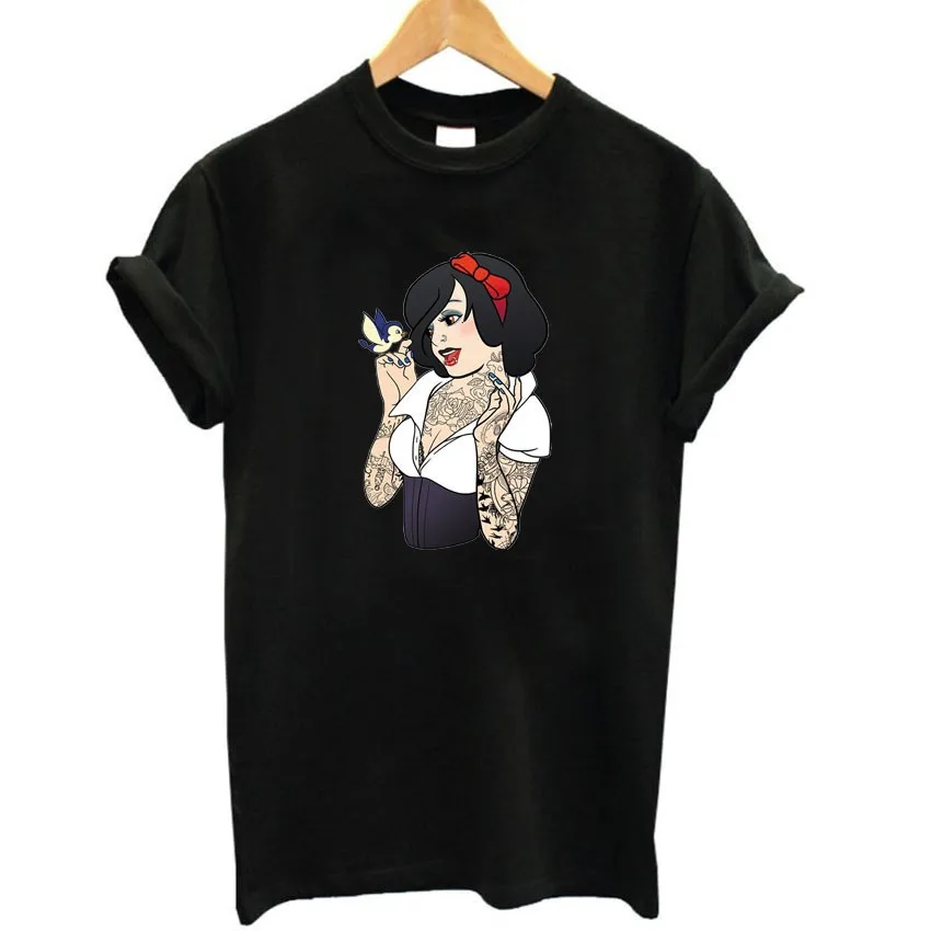 

Summer 2019 New Fashion Cotton T shirt Tattoo girl Printing Women Tshirt Casual Short Sleeve Female Tees Lovely Woman Clothing