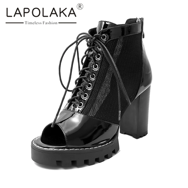 

Lapolaka 2019 Fashion Genuine Leather High Heels Women Shoes Woman Summer Boots Sandals Peep Toe Platform Shoes Woman