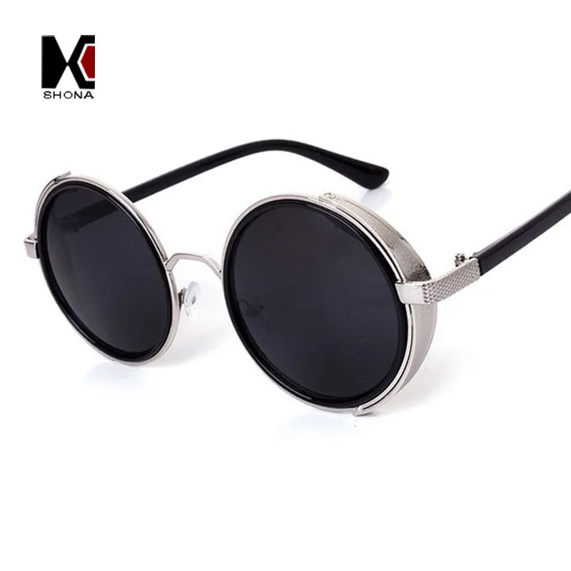 SHAUNA Gothic Steampunk Sunglasses Women Round Goggle Sun Glasses