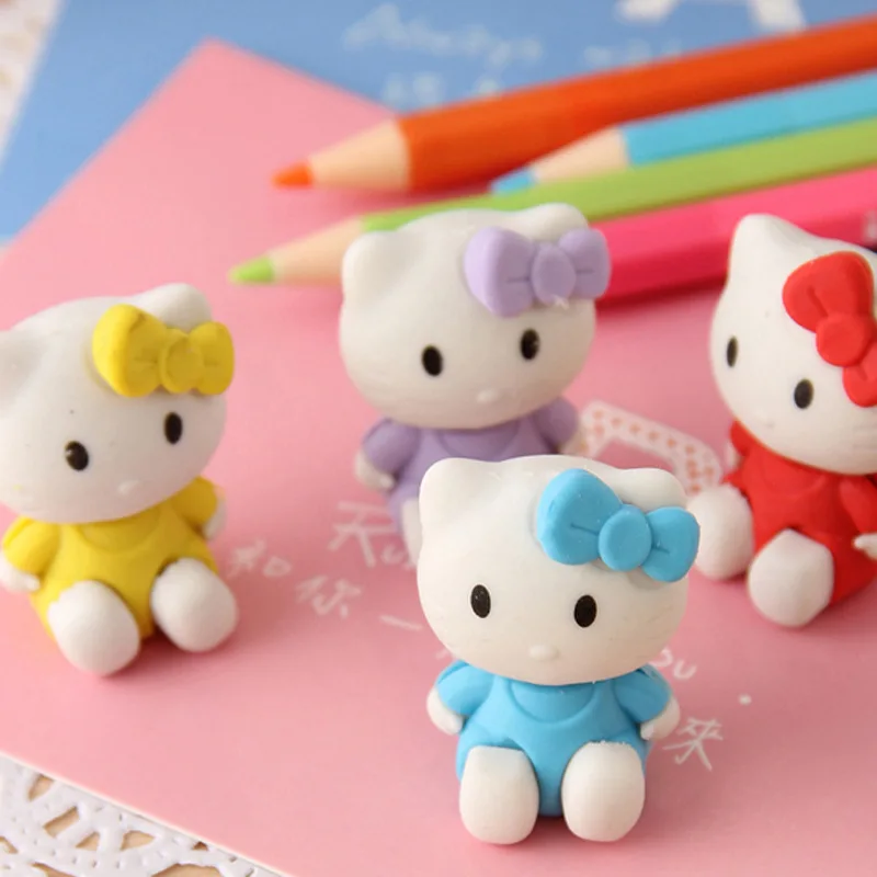 1 Шт. 3D Мультфильм Милый Каваи Hello Kitty Ластик Канцелярские Школьные Принадлежности