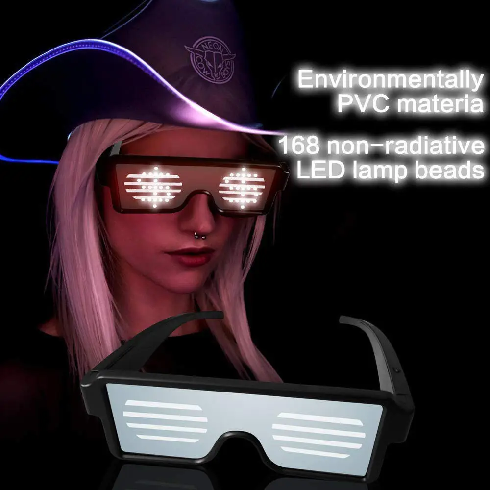 Светящиеся солнцезащитные очки 8 режимов светодио дный LED стекло es Light Up очки Оттенки для ночного вечерние клуба вечерние видения