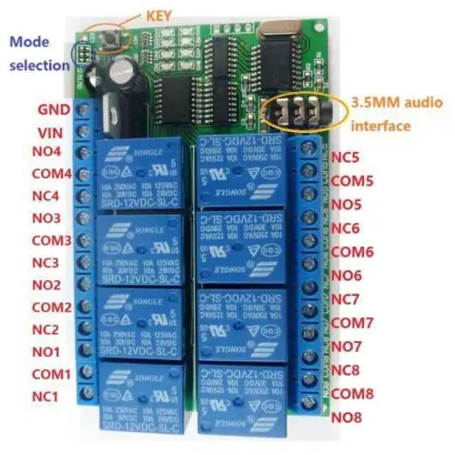 12 В постоянного тока 8 каналов реле DTMF MT8870 телефонная лампа дистанционное