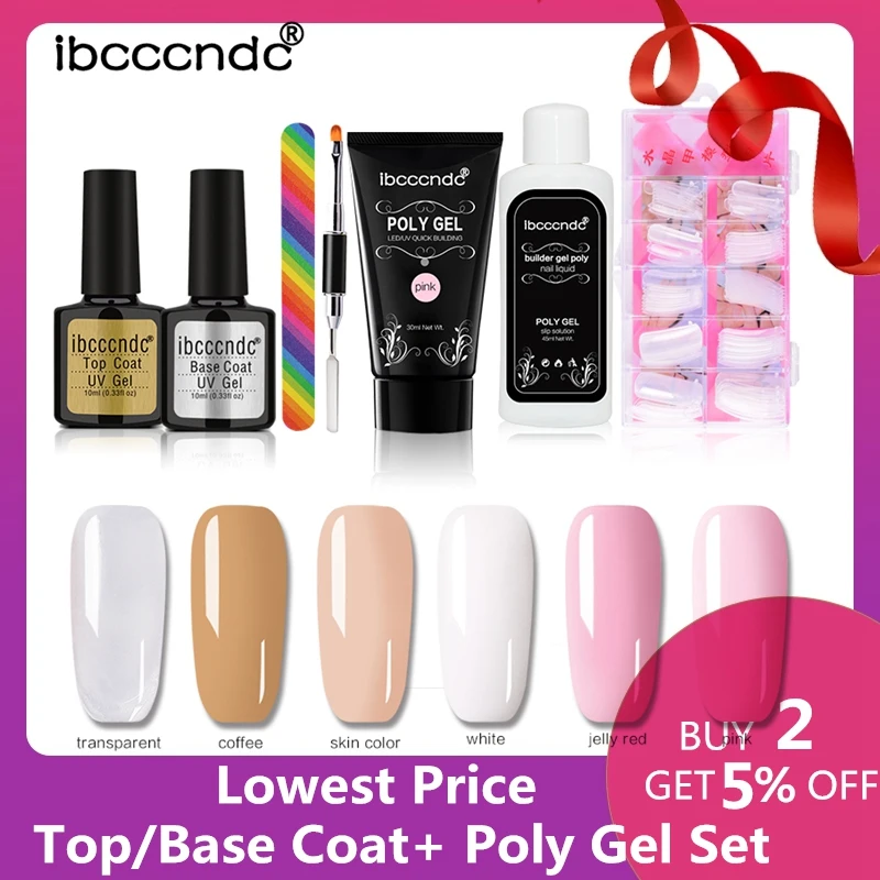 

ibcccndc Poly Gel Varnish Set Nail Art Nail Polish Polygel Kit Quick Builder Extension Hard Gel Camouflage UV LED Brush Nail Tip