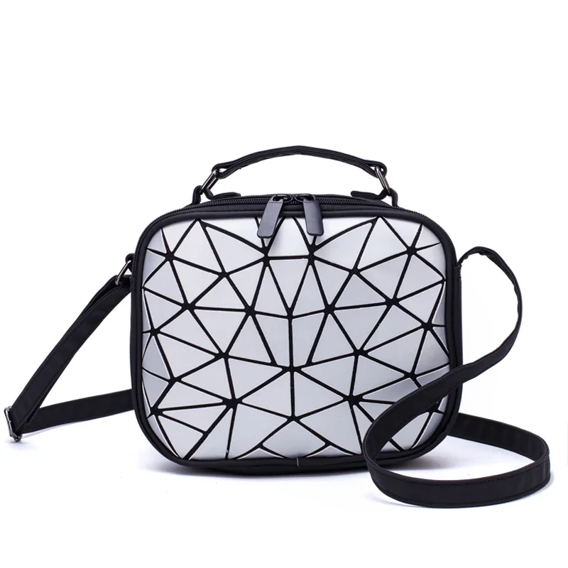 Женская сумка, сумка с геометрическим рисунком, женские кошельки и сумки с блестками, светящиеся простые складные сумки на плечо, голограмма bolsa feminina - Цвет: Silver A