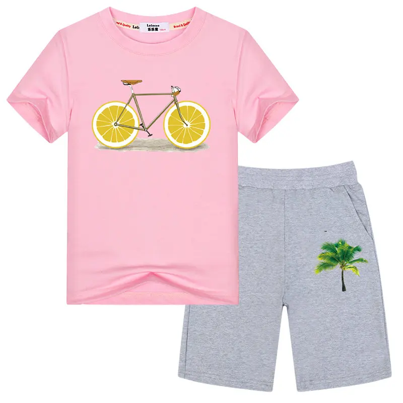 

Boys Clothes Summer Children Short Sleeve T Shirt Pants Girls Beach Sets Kid Cotton 2 pcs Outfits Cotton Sport Clothing 3-14y
