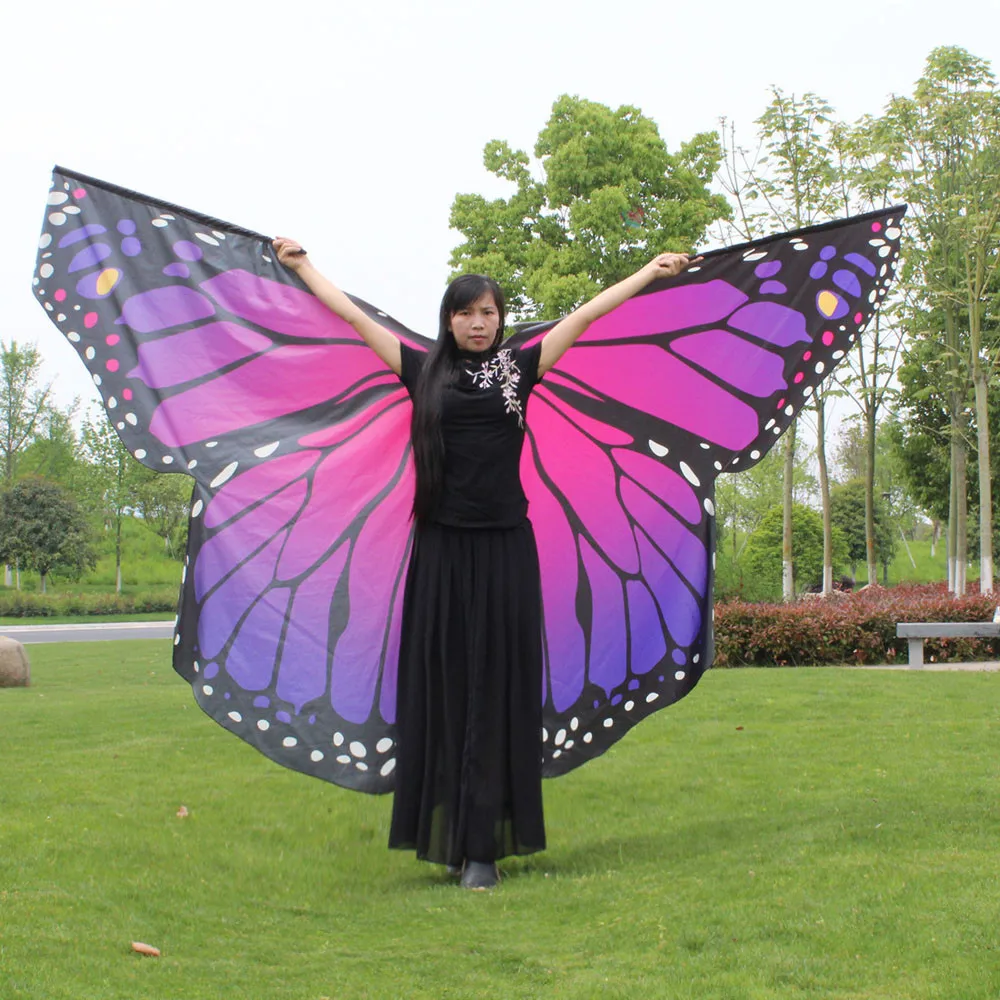 Для женщин девочек без палочек мягкая большая бабочка крыло шаль пашмины фея леди танцевальное шоу аксессуары к костюму для Косплей I28T
